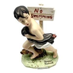 Norman Rockwell - No Swimming - Boy With His Dog Running Figurine - 1973